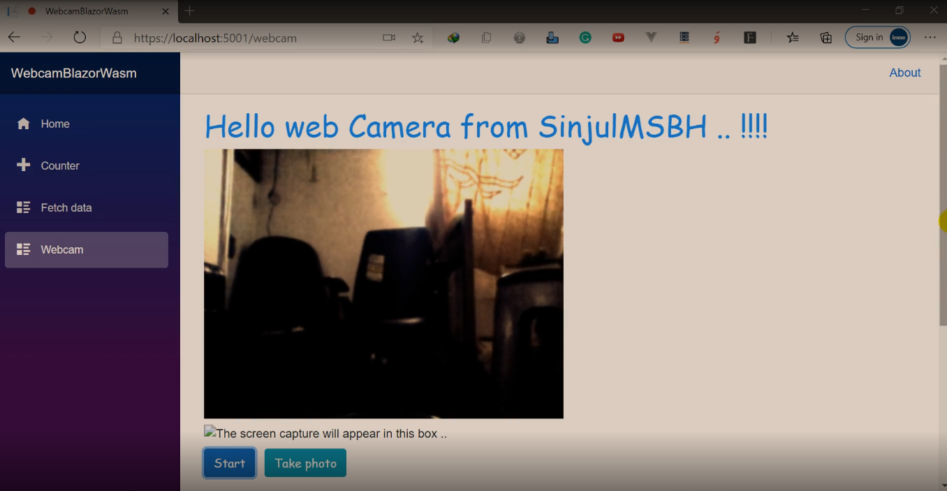 12 - Blazor WebAssembly web camera with WebRTC API